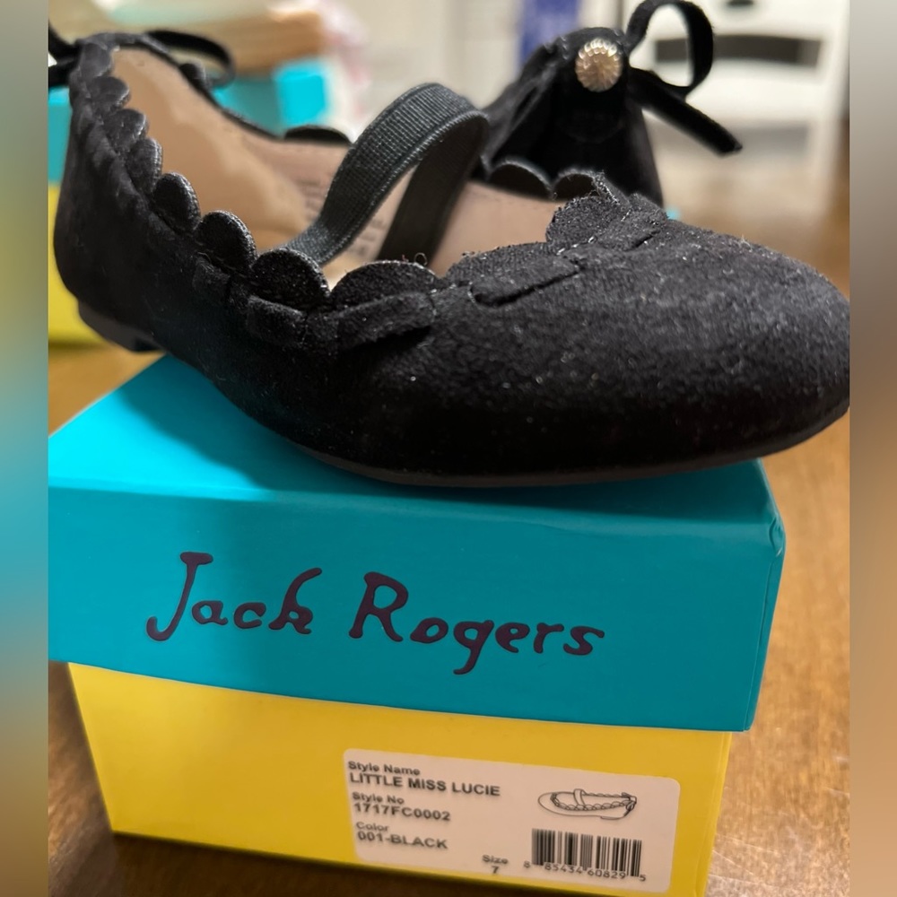 Jack Rogers kids Little Miss Lucie black ballet flats, size 7